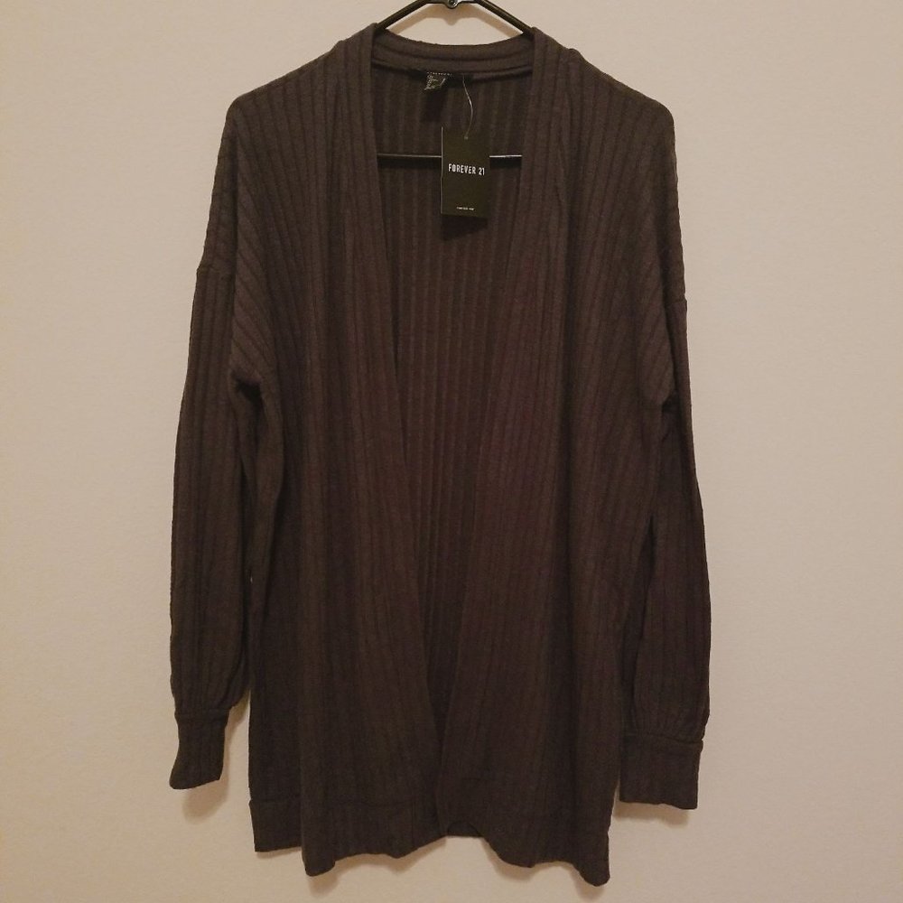 Forever 21 Knit Charcoal Cardigan New